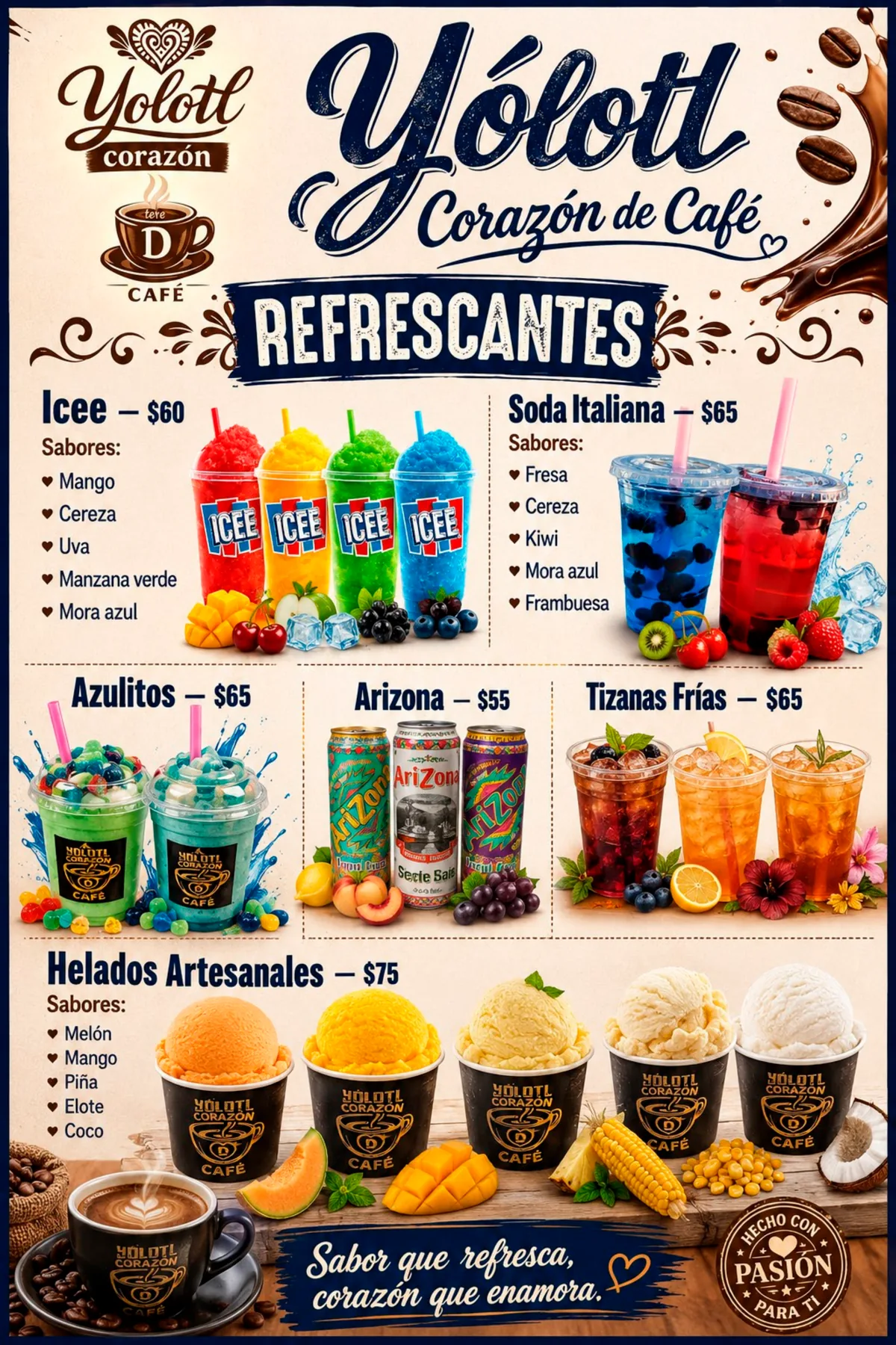 Menú visual de refrescantes